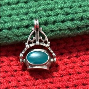 Vintage Multi Stone Silver Pendant that spins